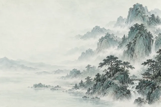 云山与亭阁